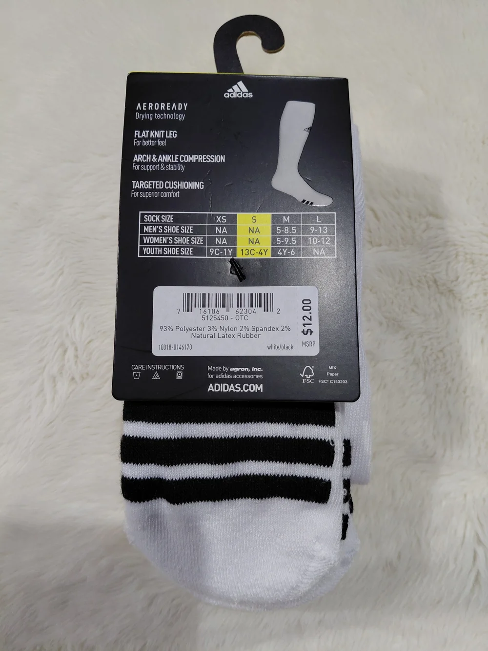 NWT Adidas Multi-Sport White & Black Crew Socks - 2 Pair